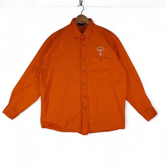 Vtg Cadre Athletic Tennessee Volunteers Orange Button Shirt M Long Sleeve 90s - Picture 1 of 11